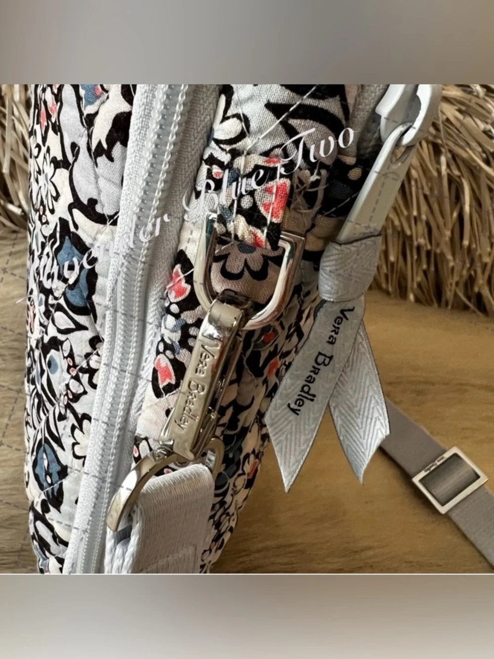 VERA BRADLEY Lisbon Medallion Laptop Workstation Crossbody Blue Orange Gray